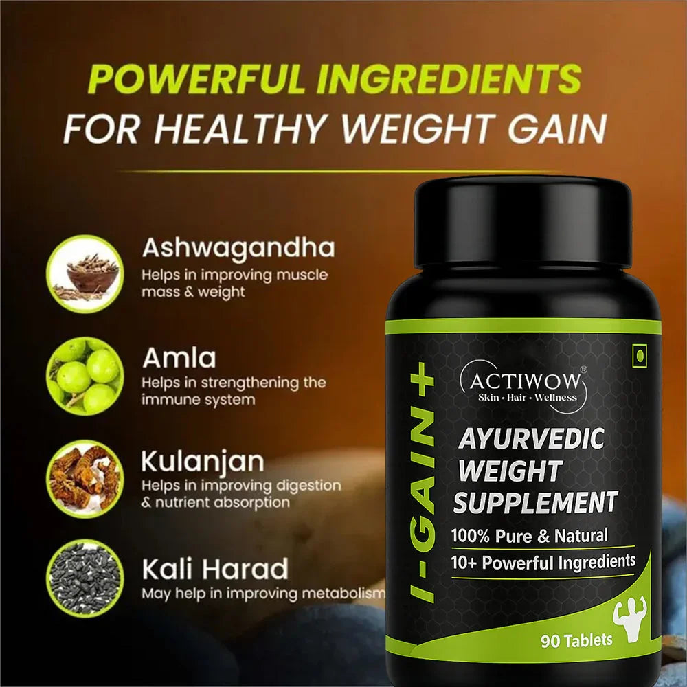 Actiwow	iGain+ Ayurvedic Weight Supplement Tablets (90 Tablets) Actiwow